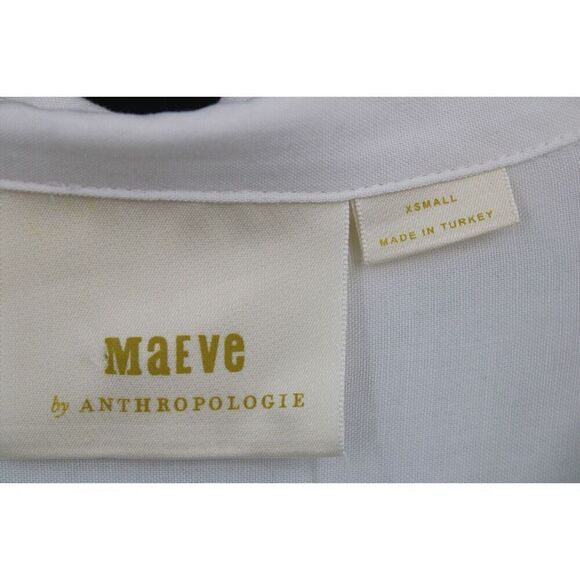 Maeve Anthropologie Tie Front Sandbridge Button Down Shirt Womens XS White NWT - Picture 12 of 13